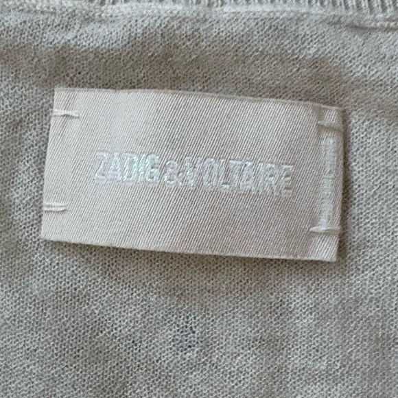 Zadig & Voltaire ELYA CP STRASS V-Neck Crystal Cashmere V-Neck Sweater Size XS - Picture 9 of 13